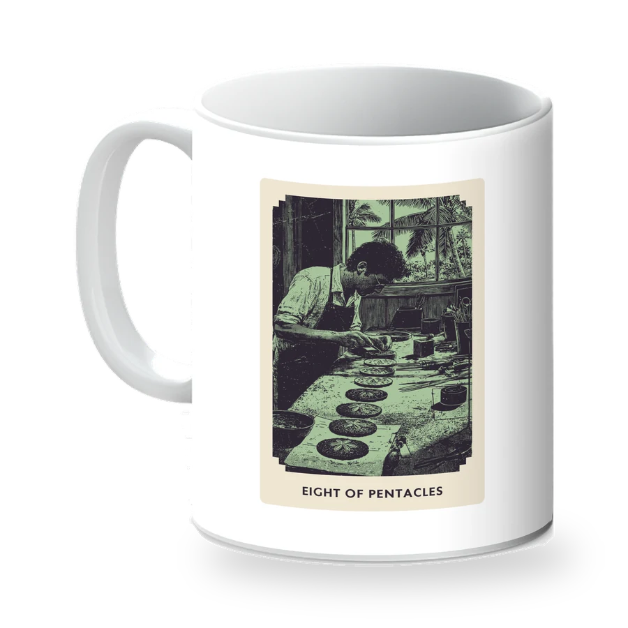 Eight of Pentacles mug